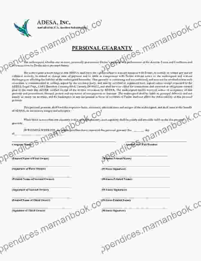 A Document Showing A Personal Guarantee The Corporate Credit Build Up Check List Book: 25 Things You Can Do To Get Your Corporation Ready For Funding Corporate Credit Business Loans And Corporate Credit Cards