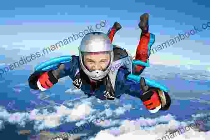 A Skydiver Soaring Through The Air With A Wide Smile, Experiencing The Thrill Of The Freefall Fresh Out Of The Sky