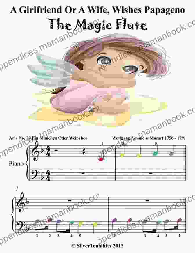 Girlfriend Or Wife Wishes Papageno The Magic Flute Beginner Piano Sheet Music A Girlfriend Or A Wife Wishes Papageno The Magic Flute Beginner Piano Sheet Music With Colored Notes