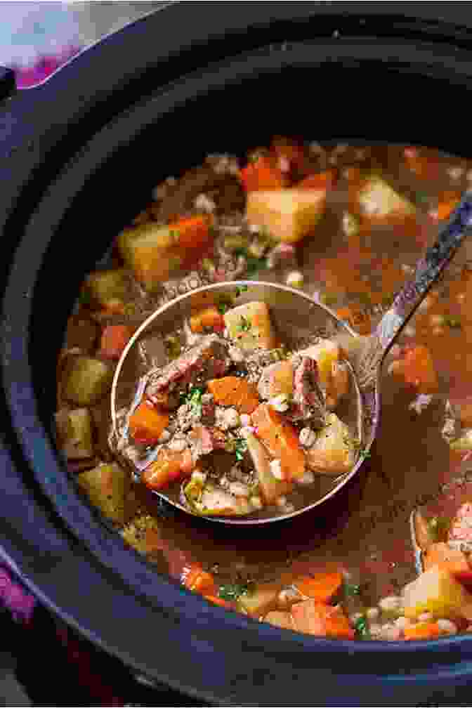 Hearty Beef And Barley Soup Simmering In A Pressure Cooker Simple Healthy Instant Pot Cookbook: 2250 Crock Pot Instant Pot And Pressure Cooker Recipes