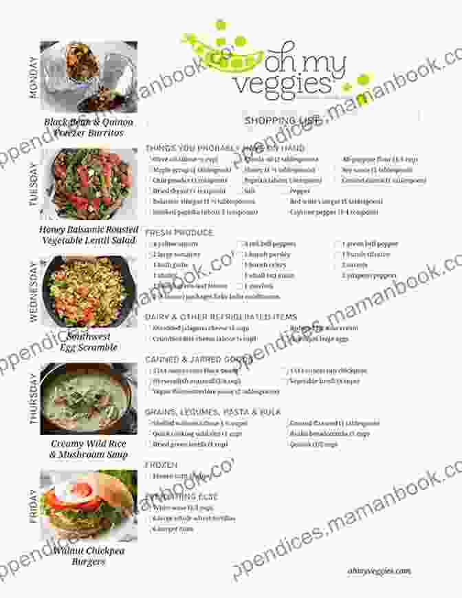 Image Of A Weekly Meal Plan That Includes Vegetarian Recipes For A Pressure Cooker Simple Healthy Instant Pot Cookbook: 2250 Crock Pot Instant Pot And Pressure Cooker Recipes